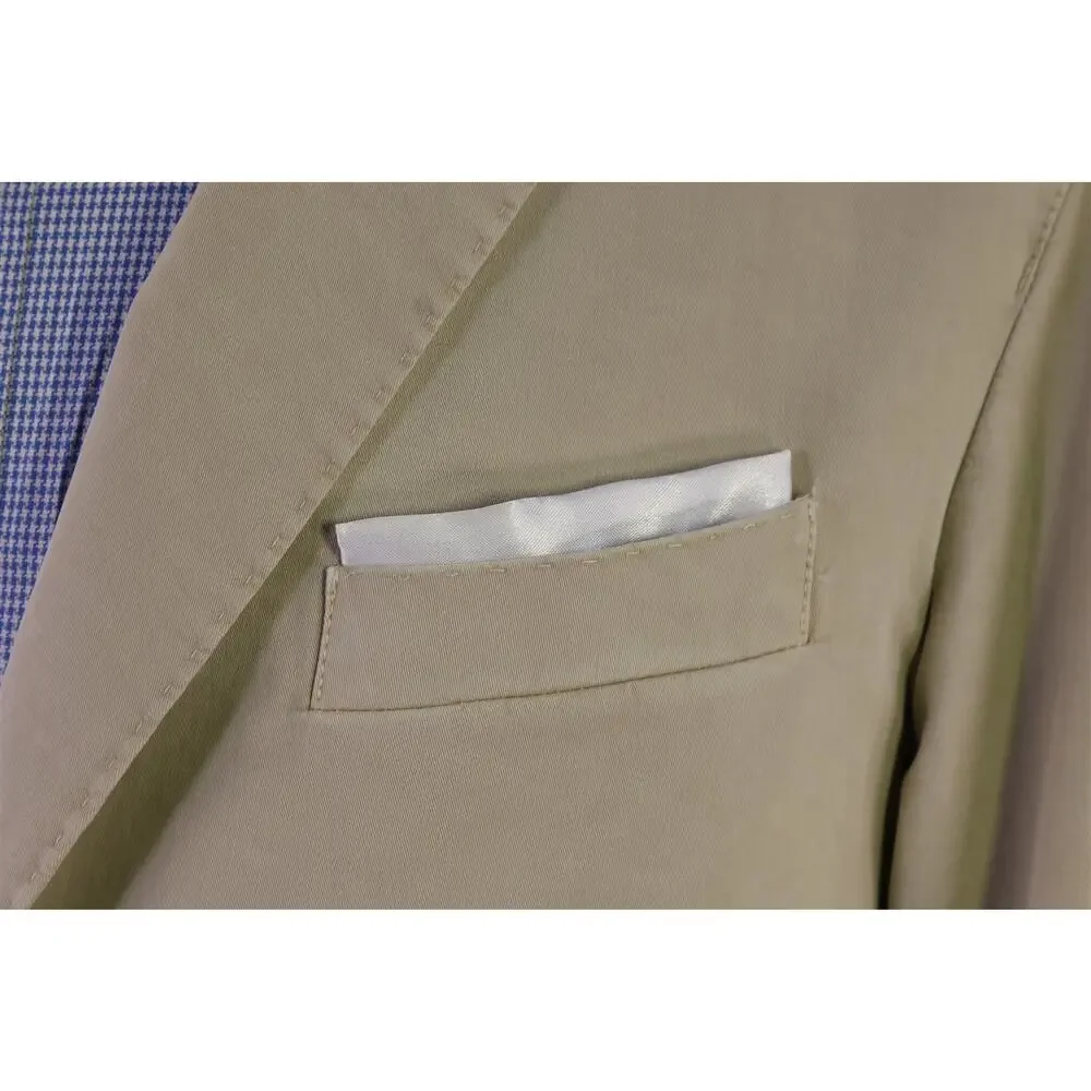 Spada Roma Khaki Tan Cotton Patch Pocket Unstructured Blazer Jacket 42R